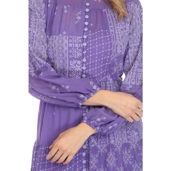 Johnny Was Lexan Embroidered Button-Down Slip Dress Boho Chic Size Large - Picture 3 of 13